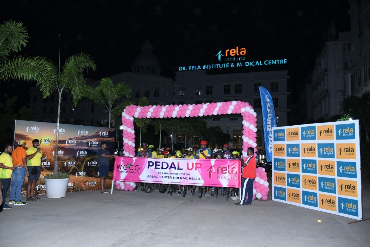 500+ Cyclist Pedal Up From Rela Hospital To Raise Awareness On Breast Cancer And Mental Health