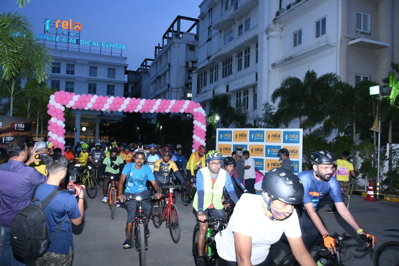 500+ Cyclist Pedal Up From Rela Hospital To Raise Awareness On Breast Cancer And Mental Health