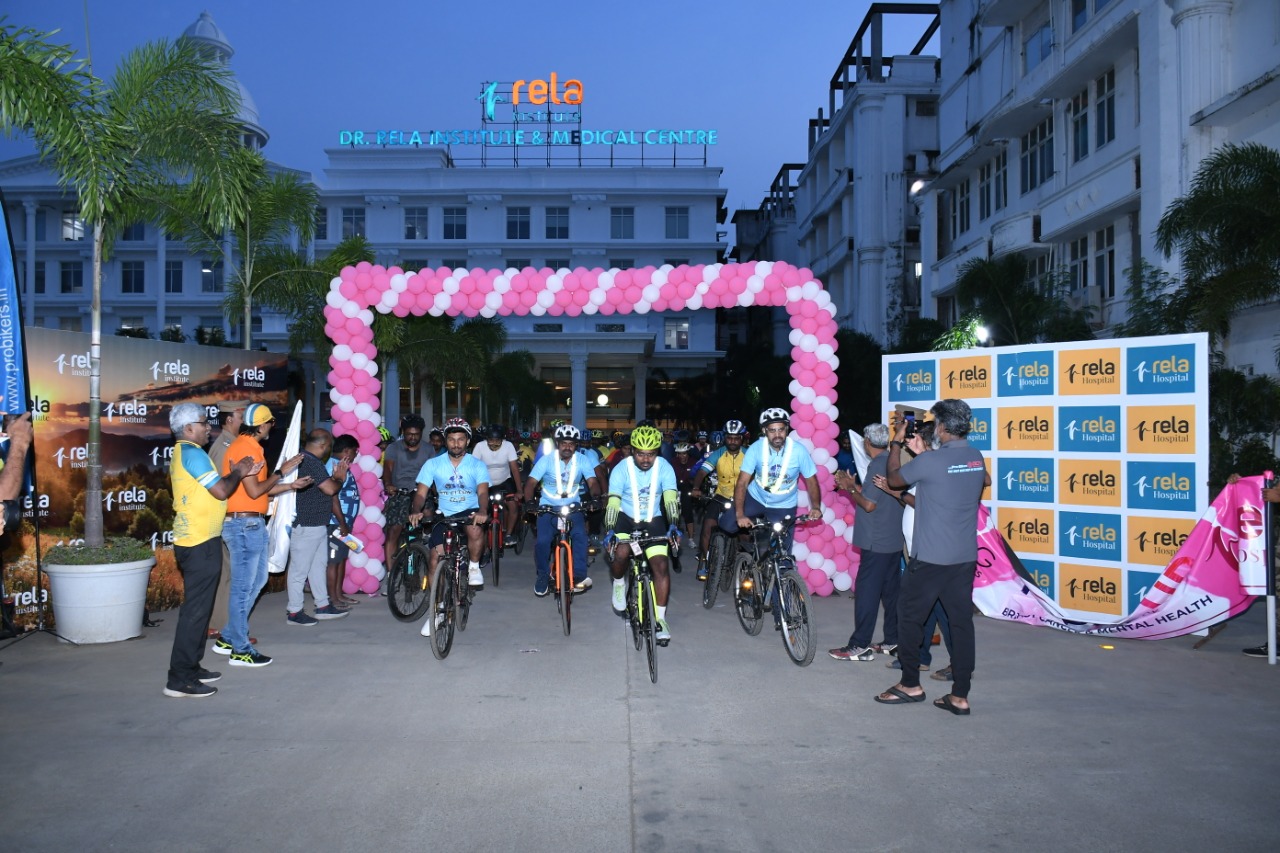 500+ Cyclist Pedal Up From Rela Hospital To Raise Awareness On Breast Cancer And Mental Health