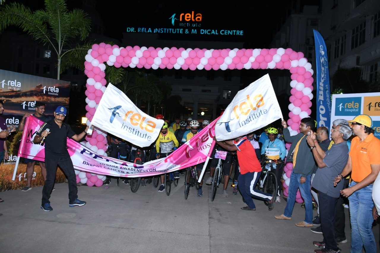 500+ Cyclist Pedal Up From Rela Hospital To Raise Awareness On Breast Cancer And Mental Health