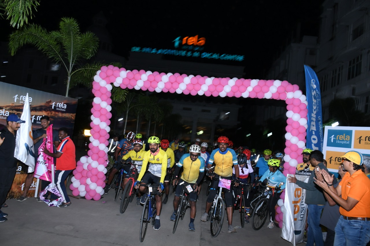 500+ Cyclist Pedal Up From Rela Hospital To Raise Awareness On Breast Cancer And Mental Health