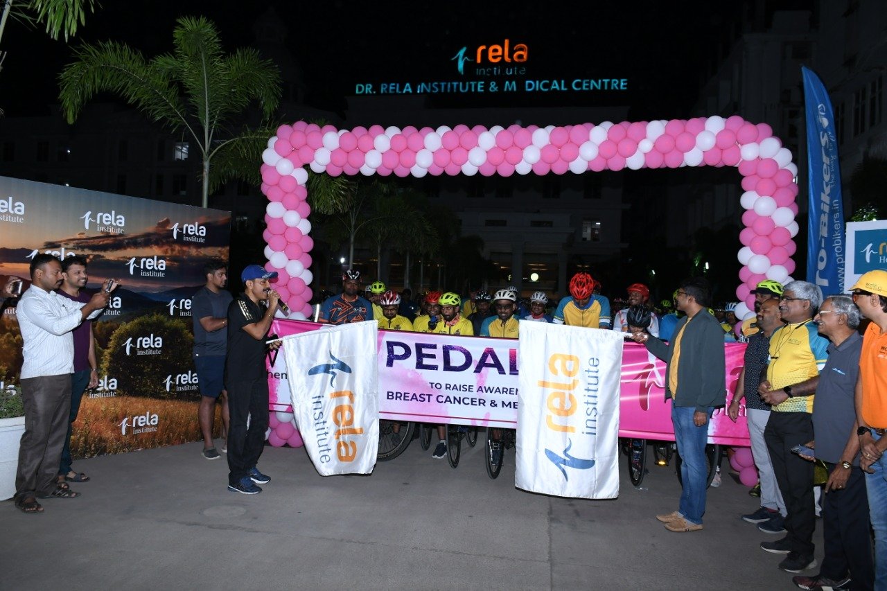 500+ Cyclist Pedal Up From Rela Hospital To Raise Awareness On Breast Cancer And Mental Health