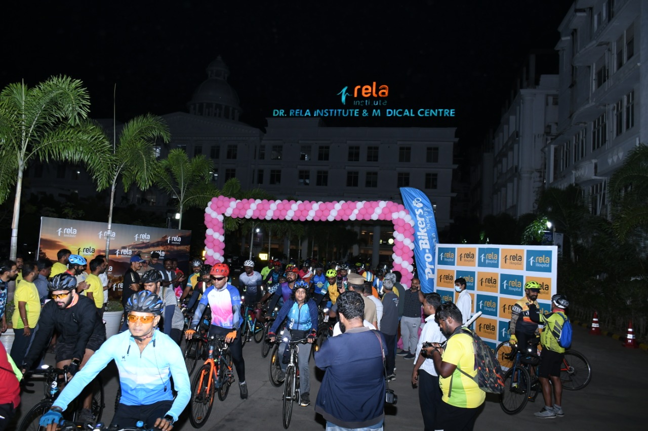 500+ Cyclist Pedal Up From Rela Hospital To Raise Awareness On Breast Cancer And Mental Health