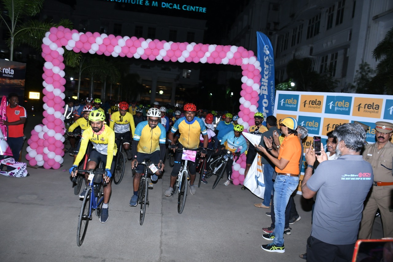 500+ Cyclist Pedal Up From Rela Hospital To Raise Awareness On Breast Cancer And Mental Health