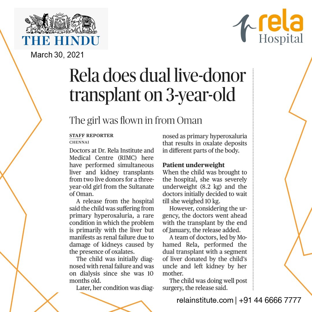 Media coverage for our successful simultaneous Kidney and Liver Transplantation for a 3-year old
