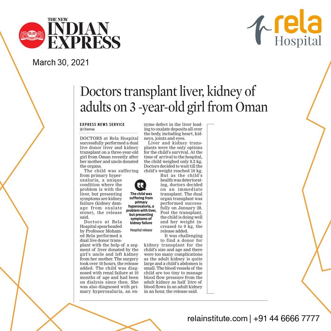 Media coverage for our successful simultaneous Kidney and Liver Transplantation for a 3-year old Media coverage for our successful simultaneous Kidney and Liver Transplantation for a 3-year old