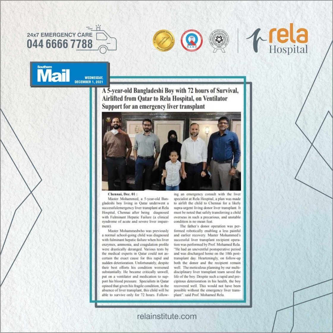 Master Mohammed, A 5-Year-Old Bangladeshi Boy Had Less Than A Week To Survive, Was Airlifted From Qatar To Rela Hospital Master Mohammed, A 5-Year-Old Bangladeshi Boy Had Less Than A Week To Survive, Was Airlifted From Qatar To Rela Hospital