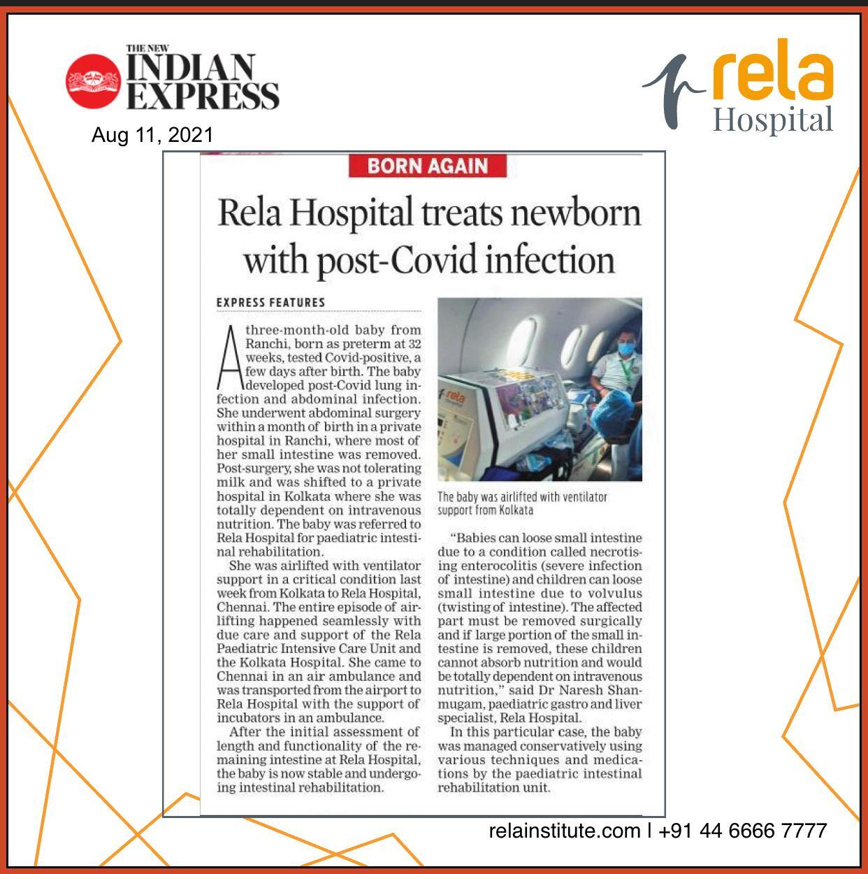 Preterm And Underweight Baby With Post Covid Complications And Abdominal Failure, Airlifted To Chennai Preterm And Underweight Baby With Post Covid Complications And Abdominal Failure, Airlifted To Chennai