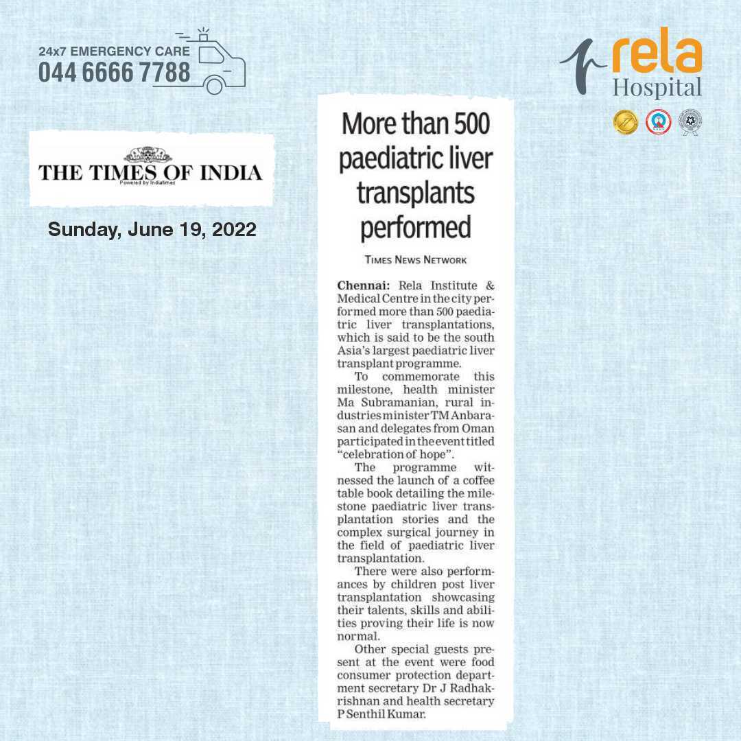 Prof Rela And Team Creates A New Milestone, Performed 500+ Paediatric Liver Transplantation In Chennai Prof Rela And Team Creates A New Milestone, Performed 500+ Paediatric Liver Transplantation In Chennai