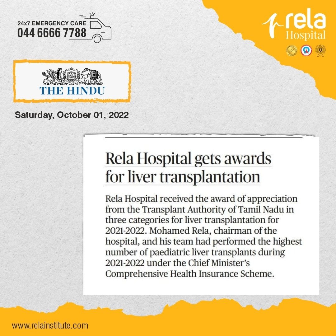 Rela Hospital Earns State-Wide Recognition From The Tamil Nadu Transplant Authority In The Field Of Liver Transplantation