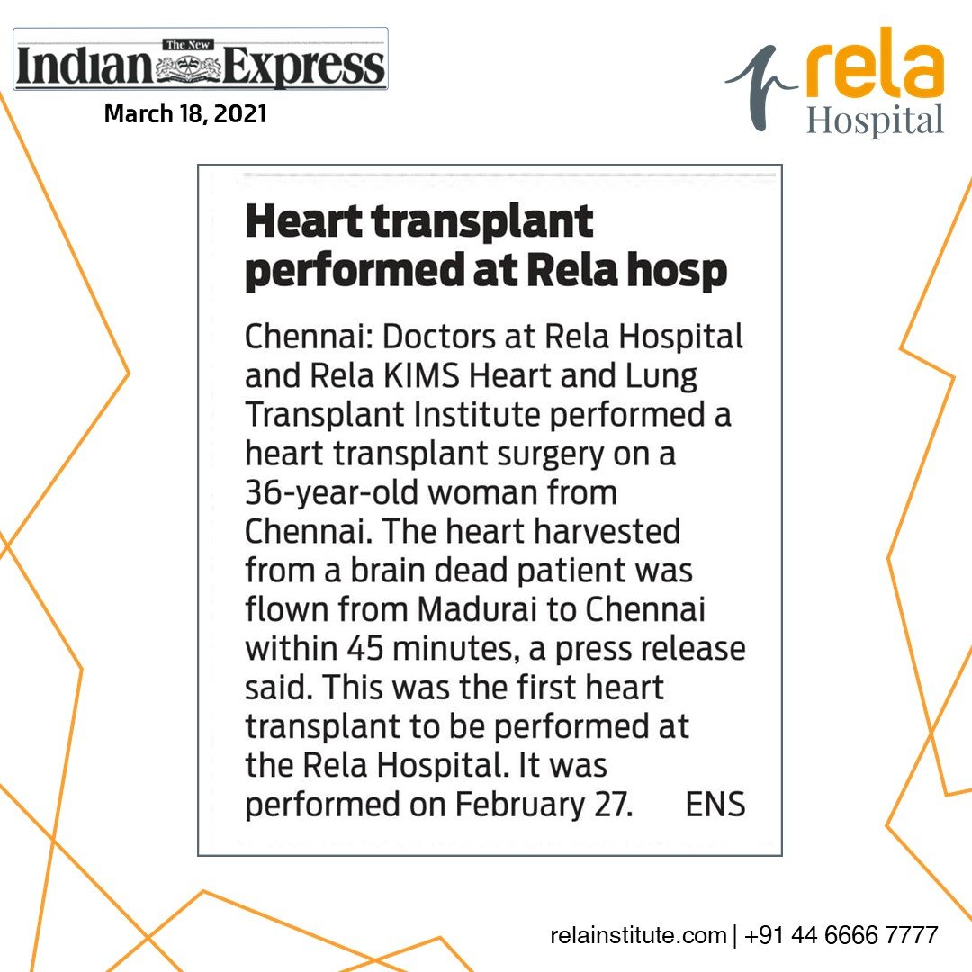 Rela Hospital Gives a Cheerful Send-Off to Its 1st Heart Transplant Patient Rela Hospital Gives a Cheerful Send-Off to Its 1st Heart Transplant Patient