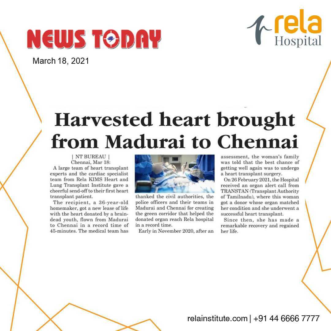 Rela Hospital Gives a Cheerful Send-Off to Its 1st Heart Transplant Patient Rela Hospital Gives a Cheerful Send-Off to Its 1st Heart Transplant Patient