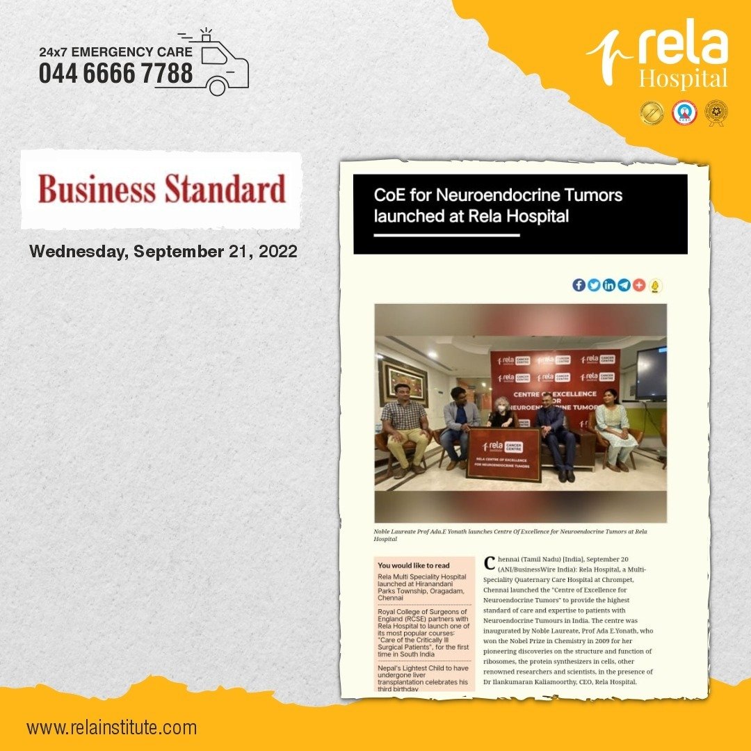Rela Hospital Launches Centre Of Excellence For Neuroendocrine Tumors Rela Hospital Launches Centre Of Excellence For Neuroendocrine Tumors