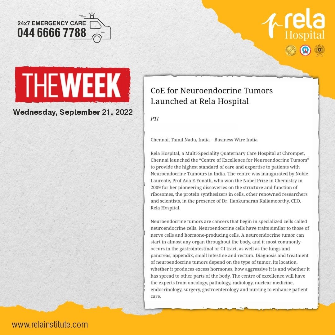 Rela Hospital Launches Centre Of Excellence For Neuroendocrine Tumors Rela Hospital Launches Centre Of Excellence For Neuroendocrine Tumors