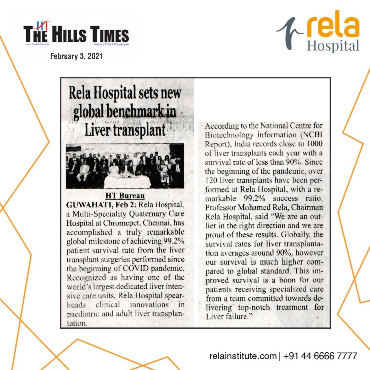 Rela Hospital Sets New Global Benchmark In Liver Transplant Patient Survival Rate Rela Hospital Sets New Global Benchmark In Liver Transplant Patient Survival Rate