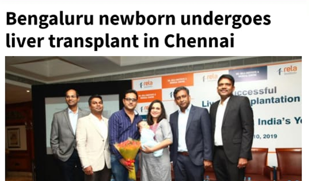 Deccan Herald – Bangalore Newborn undergoes Liver Transplant in Chennai
