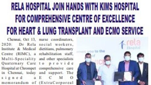 Rela Hospital and Kims MOU